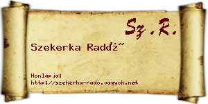 Szekerka Radó névjegykártya